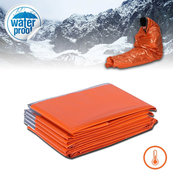 Термоодеяло многоразовое Emergency Blanket 130x210см спасательное термоодеяло туристическое (1010186-Orange)