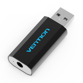 Звуковая карта Vention USB - 3.5мм minijack с поддержкой микрофона 16 бит/48 кГц TRRS Наружный Адаптер Стерео AUX 2-пиновый Черная VAB-S15-B