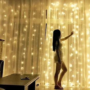 Гирлянда штора 2х2 м Xmas 160 led + соединитель (Теплый белый ) IS33