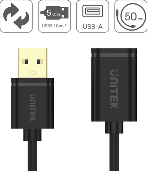 Kabel Unitek USB 3.0 AM-AF 2 m Czarny (Y-C456GBK)