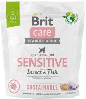 Сухий органічний корм Brit care dog sustainable чутлива комаха риба 1 кг (8595602559213)