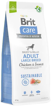 Сухий органічний корм Brit care dog sustainable large chicken insect 12 кг (8595602558711)