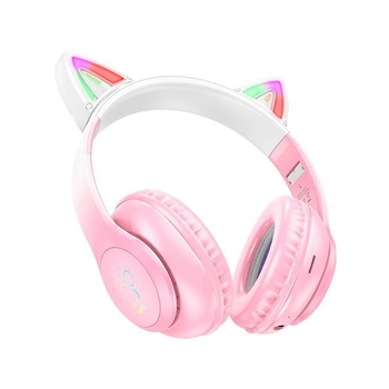 Бездротові навушники Bluetooth HOCO Cat ears W42, рожеві