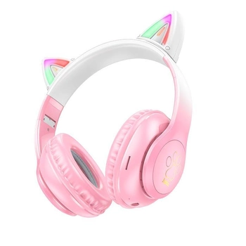 Бездротові навушники Bluetooth HOCO Cat ears W42, рожеві