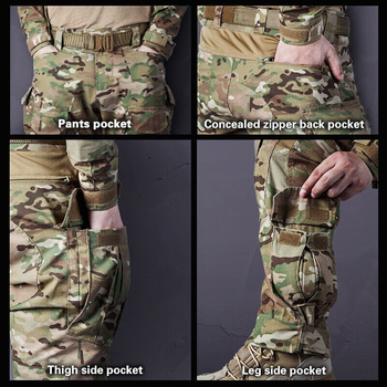 Тактичні топові штани IDOGEAR G3 V2 Combat Suit & Pants IG-PA3205 з наколінниками Multicam размер ХЛ