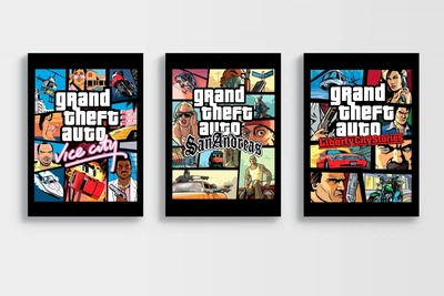Набір постерів GTA / ГТА / Grand Theft Auto / San Andreas, Vice City, Liberty City Stories