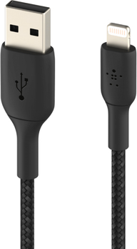 Kabel Belkin Braided A-LTG 2M Black (CAA002BT2MBK)