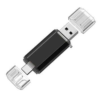 64Gb флешка двухсторонняя USB 3.1 + Type-C, 135/78 мБ чтение/запись, черная, флеш память накопитель OTG