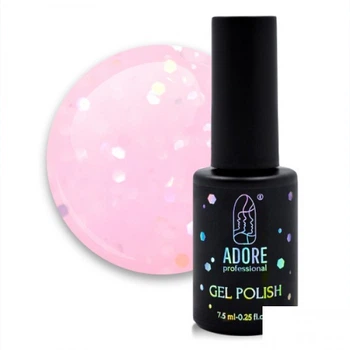 Гель-лак Adore Professional Glam Pop G-05 Kylie молочный персик с радужным глиттером 7.5 мл (2101030039331)