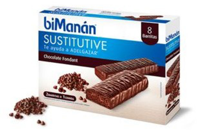 Suplementy diety Bimanán Barrita Substitutiva De Chocolate Fondant 8 sztuk (8470001523570)