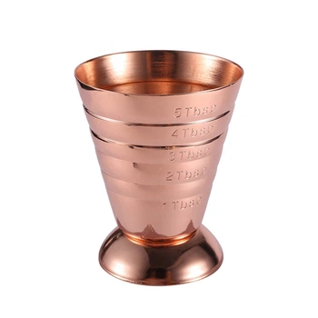 Джигер з діленнями Olin & Olin мірний стакан металевий мідний 2.5 oz, 75 ml, 5 Tbsp