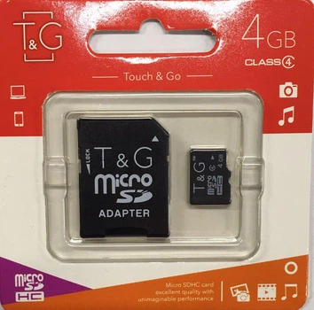 Карта пам'яті 4G bmicro SDHC, , Class4, T&G, SD адаптер IS33 (4GBSDCL4KRPM) CLS55
