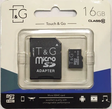 Карта памяти micro SDHC, SD адаптер 16Gb, Class 10, T&G, (16GBSDCLKRPM) TIN66
