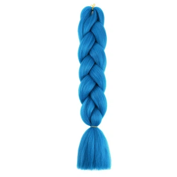 Канекалон Jumbo Braid однотонный светло-синий насыщенный голубой коса длинна 60 см Вес 100 грам Термостойкий А30