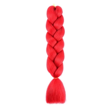 Канекалон Jumbo Braid однотонний світло-червоний яскраво-червоний коса довжина 60 см Вага 100 грам Термостійкий А13