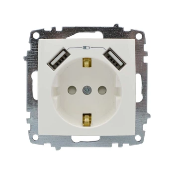Розетка ELBI ZENA біла 1-на з заземленням + 2USB без рамки (609-010200-317)
