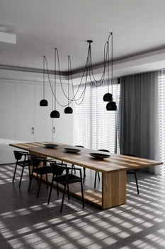 Дизайнерский Кухонный обеденный стол из натурального дерева Loft Design 300x100x75h Коричневый / Дерево ATL1500