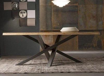 Дизайнерский Кухонный обеденный стол из натурального дерева Loft Design 220x80x75h Черный / Дерево ATL794