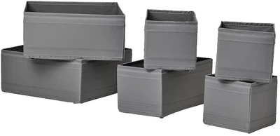Набір ящиків IKEA SKUBB 6шт Темно-сірий (40399998)
