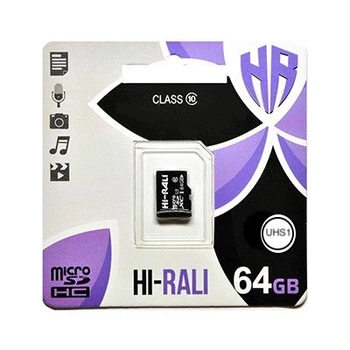 Карта памяти microSDHC, 64Gb, Class10 uhs-i, Hi-Rali, без адаптера (hi-64gbsdcl10-00)