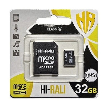 Карта памяти microSDHC, 32Gb, uhs-i, Hi-Rali, sd адаптер (hi-32gbsd10u1-01)