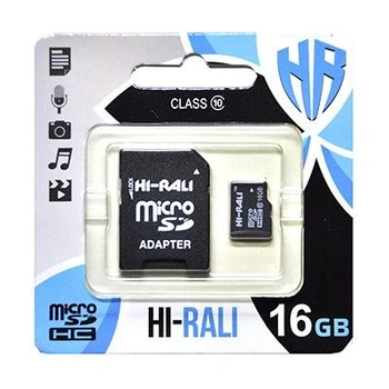 Карта пам'яті microSDHC, 16Gb, Class10 uhs-i, hi-rali, sd адаптер (hi-16gbsd10u1-01)