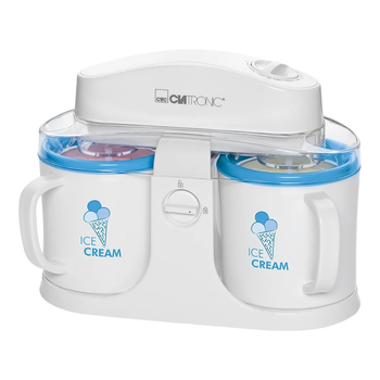 Морозивниця Clatronic ICM 3650 25 х 30 х 12 см 12 Вт 2 чашки по 0.5 л автоматичне вимкнення з таймером Біла