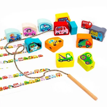 Деревянная игрушка Шнуровка Транспорт, машинки Cubika (Левеня), 14316