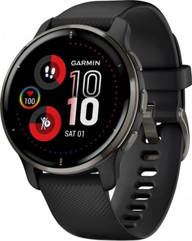 Смарт годинник Garmin Venu 2 Slate Stainless Steel Bezel with Black Case and Silicone Band (010-02430-11/01)