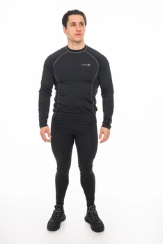 Компресійний чоловічий рашгард ThermoX Long Ranger Довгий рукав XS Чорний сіра нитка