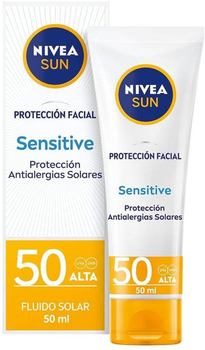 Przeciwsłoneczny krem do twarzy dla skóry wrażliwej Nivea Sun Facial Sensitive SPF50 50 ml (4005900600264)
