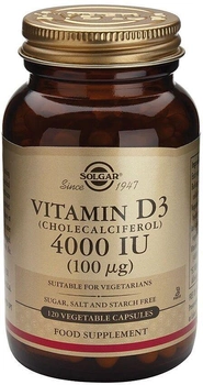 Suplement diety Solgar Vitamin D3 4000 IU (100 mcg) 120 Capsules (33984529083)