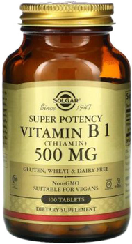 Харчова добавка Solgar Вітамін B1 500 мг 100 капсул (33984029804)
