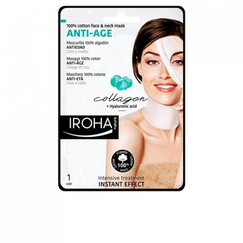 Тканинна маска для обличчя Iroha Nature Anti Age Cotton Face And Neck Mask Collagen 1 Unit 23 мл (8436036431549)