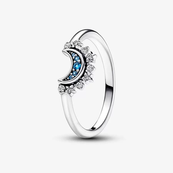 Серебряное кольцо "Луна и звезды". 50-60