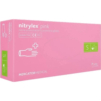 Перчатки нитриловые нестерильные неопудренные Nitrylex Pink S 100 шт розовые