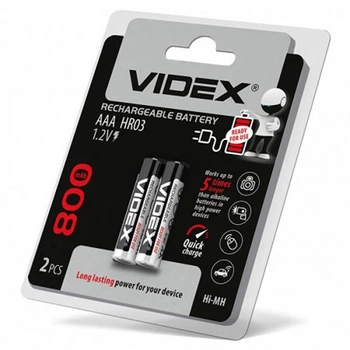 Батарейки VIDEX 23335 AAA/HR03 800mAh Blister/2pcs 1.2V