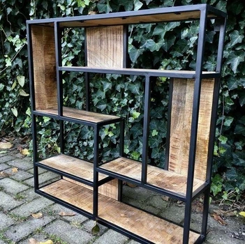 Дизайнерський Стелаж в стилі Loft Design 180x30x180h Чорний/Дерево ATL698
