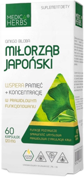 Medica Herbs Miłorząb Japoński Ginkgo Biloba 60 kapsułek (5907622656071)