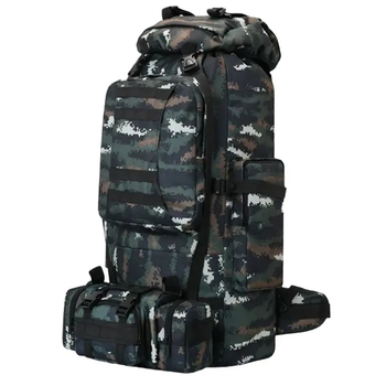 Рюкзак тактичний 4в1 80л (39x22x80 см), Чорний камуфляж