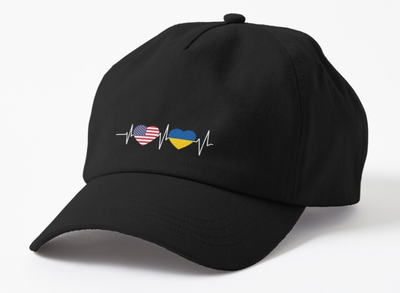 Кепка Унисекс Malfini с патриотическим принтом USA Ukraine Америка Украина Черный