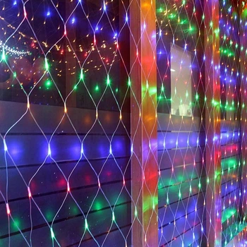 Гирлянда светодиодная сетка 1.5х1.5 м 220V (прозрачный провод) RGB (3X2M200GRLNDC20) ICL44