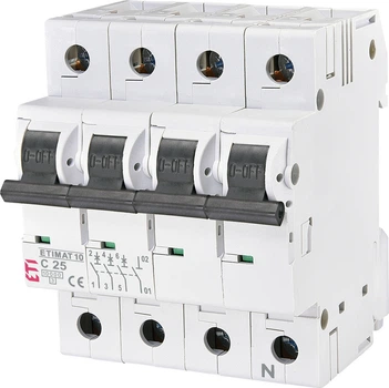 Автоматичний вимикач ETIMAT 10 3p+N C 25А (10 kA) ETI (2136718)