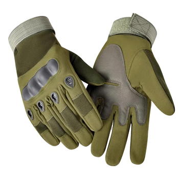Перчатки тактические полнопалые Eagle для военных из микрофибры Green XL