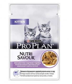 Вологий корм Purina Pro Plan Junior Nutrisavour для кошенят шматочки з індичкою 85 г (7613036093453)