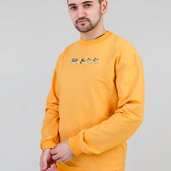 Світшот легкий з вишивкою пінгвіни 01-4 чоловіча Жовтий 2XL (786648-18-6)