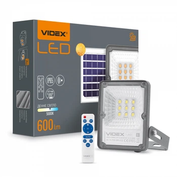 LED прожектор автономний VIDEX 600Lm 5000K Сенсорний (VL-FSO-205-S)