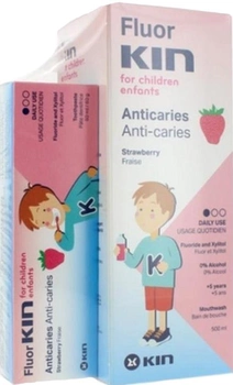 Zestaw do zębów dla dzieci Kin Fluor Kin Mouthwash 500 ml + Children's Toothpaste 50 ml (8436026214442)