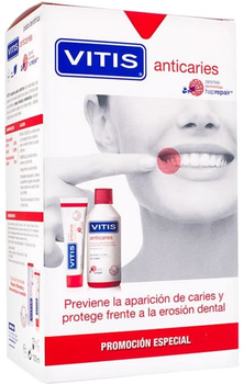 Zestaw do zębów Vitis Anti-Cavity Toothpaste 100 ml + Anti-Cavity Mouthwash 500 ml (8427426072732)