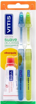 Зубний набір Vitis Suave Access 2 Brushes + Vitis Anticaries Toothpaste 15 ml (8427426055667)